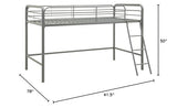 DHP Silver Junior Loft Bed Frame with Ladder - Twin Size DHP