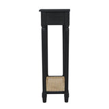 East at Main Lenora Console Table – 23.75” Narrow Entryway Table with Storage & Cane Shelf – Solid Wood Accent for Hallways, Foyers, and Small Spaces – French Country & Traditional Style (Black) East at Main