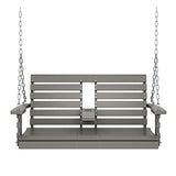 KINGYES Outdoor Hanging Porch Swing, 2 Seat Patio Swing Chair with Cup Holders, Waterproof Swing Chair Bench for Courtyard & Garden, 660LBS Weight Capacity, Gray KINGYES