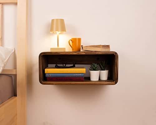 WOODCHES Floating Nightstand Wooden, Bedside Table, Nightstand Shelf, Handmade, Wall Mounted Bedside Shelf, Minimalist and Unique Style (Vancouver) WOODCHES
