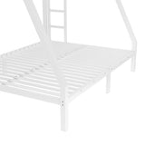 Bellemave Twin Over Full Bunk Bed with Ladders, Metal Bunk Beds Frame with Full-Length Guardrails, Heavy-Duty Bunkbed for Bedroom, Guest Room, Dorms, Noise-Reduce and No Spring Box Needed, White Bellemave