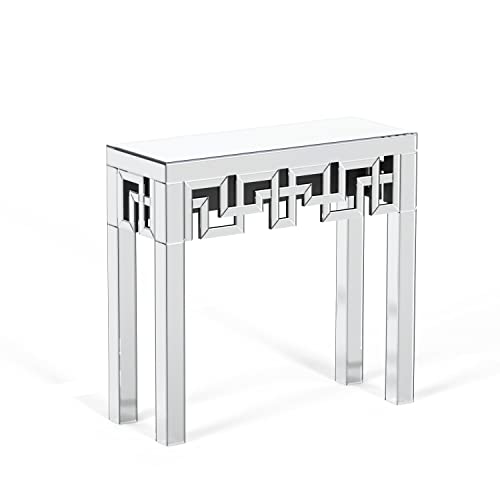 Venetian Mirrored Console Table Clear Glam Contemporary Rectangular Glass MDF Glossy Finish Includes Hardware Generic
