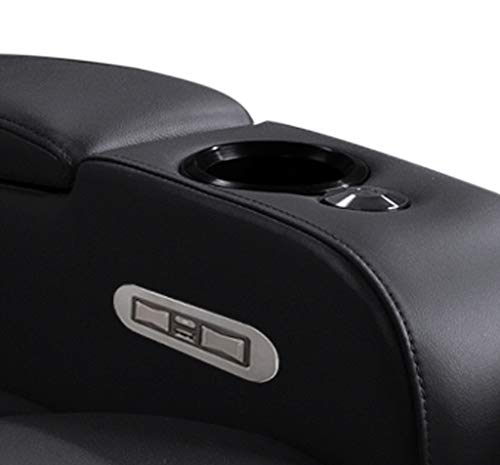 Valencia Verona Home Theater Seating | Premium Top Grain Italian 9000 Leather, Power Recliner, Power Headrest, LED Lighting (Row of 3 Loveseat Right, Black) VALENCIA THEATER SEATING