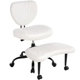 Cross Legged Office Chair, Ergonomic Criss Cross Chair with Wheels, 360° Swivel Height-Adjustable Meditation Chair for Yoga & ADHD, Wide Kneeling Chair with Strong Lumbar Support (White) BPY01W BEWISHOME