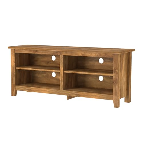 Walker Edison Wren Classic 4 Cubby TV Stand for TVs up to 65 Inches, 58 Inch, Barnwood Walker Edison