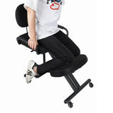Ergonomic Kneeling Chair with Back Support and Foot Pedals — Adjustable Posture Stool for Back Pain Relief, Rolling Kneeling Chair for Home & Office, Extra Comfort Cushion, Angled Design R&I Services