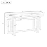 Knocbel Long Console Table with 3 Drawers and Handles, Minimalist Entryway Sofa Tables with Cross Sled Base for Living Room Hallway, 15.7" D x 57" W x 30.6" H Gray and Whitetop Knocbel