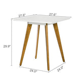 Comfy to go 27.6" Square Dining Table for 2-4 Person - Small Kitchen Table with Soild Wood Legs Mid Century Modern Table for Dinning Room, Kitchen,Small Speace (White) Comfy to go