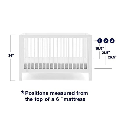 GAP babyGap Charlie 6-in-1 Convertible Crib - Greenguard Gold Certified, Bianca White - WoodArtSupply