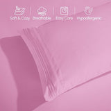 Elegant Comfort Luxurious 1500 Premium Hotel Quality Microfiber Three Line Embroidered Softest 4-Piece Bed Sheet Set, Wrinkle and Fade Resistant, Full, Light Pink Elegant Comfort