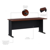 Bush Business Furniture Series A 72W Desk in Hansen Cherry and Galaxy Bush Business Furniture