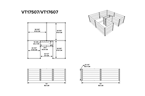 Vita Urbana 6 Foot x 6 Foot Embossed Vinyl Keyhole Garden with Composting Basket, Espresso Brown, PVC, BPA and Pthalate Free, VT17507 Vita