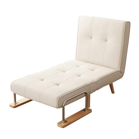 3 in 1 convertible sleeper sofa bed - Portable Rollaway Guest Bed Space-Saving Foldable Design for Easy Storage Futon Chair with 6-Level Adjustable Backrest for Guest Room Apartment Dorm, Cream Beige TIMBERKNOWS
