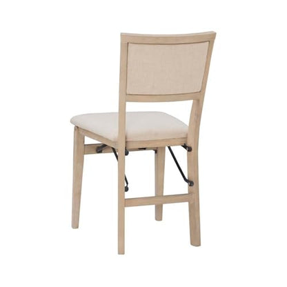 Linon Keira Pad Back Wood Set of Two Folding Chairs in Graywash