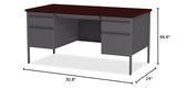 Lorell Double Pedestal Desk, 60 by 30 by 29-1/2-Inch, Mahogany Lorell