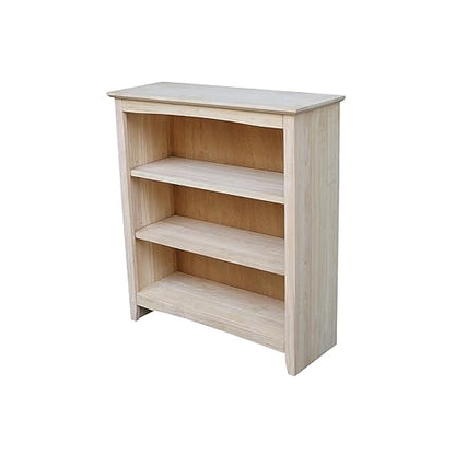 International Concepts Shaker Bookcase, 36-Inch, Unfinished - WoodArtSupply