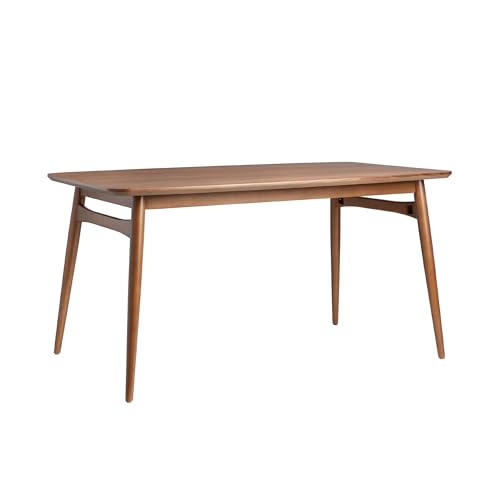 Walker Edison Mid-Century Modern Solid Wood Tapered-Leg Dining Table, 59 Inch, Walnut Walker Edison