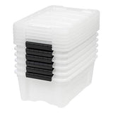 IRIS USA 13 Qt Stackable Plastic Storage Bins with Lids, 6 Pack - BPA-Free, Made in USA - Discreet Organizing Solution, Latches, Durable Nestable Containers, Secure Pull Handle - Pearl Iris Ohyama