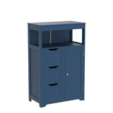 Yaheetech Bathroom Floor Cabinet, Free Standing Wooden Storage Organizer Multiple Tiers Storage Living Room Cabinet, Navy Blue Yaheetech