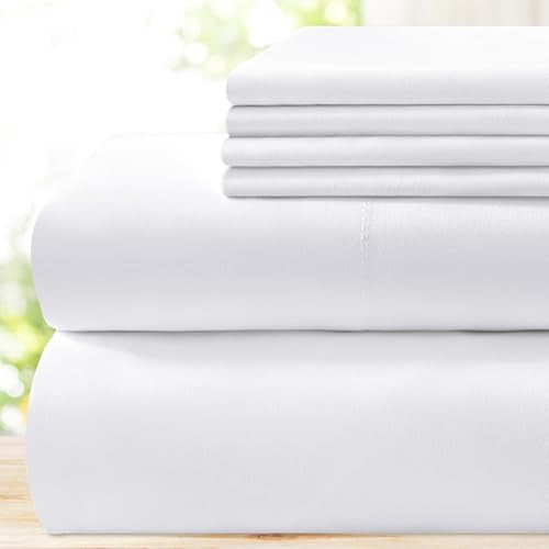 BYSURE King Size Sheets Set White - Super Soft Hotel Luxury Bed Sheets with Deep Pockets, 1800 Thread Count 100% Microfiber, Wrinkle & Fade Resistant BYSURE