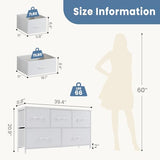 DUMOS Dresser for Bedroom, 5 Storage Drawers, Wide Fabric Closet Chests Organizer Tower Furniture with Wooden Top Metal Frame for Clothes, Guest Room, Living Room, Hallway, Entryway DUMOS