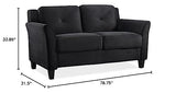 Home Square 2-Piece Polyester Microfiber Fabric Upholstered Sofa Set with 78" W Sofa & 56" W Loveseat, Curved Arms, Sturdy Wood Frame & Legs, Tufted Back Cushions, in Black Finish Home Square