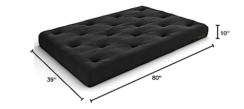 Nirvana Futons 6-Inch Comfort Twin XL Futon Mattress, Black Twill - Made in USA Nirvana Futons