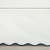 Lush Decor Coastal Chic Scalloped Edge Linen-Textured Bed Skirt Single, King Navy & White - White Bed Skirt King Size - Coastal Decor - Wrap Around Bed Skirt Lush Decor