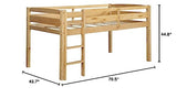 Merax Twin Size Wood Low Loft Bed Frame for Kids Junior Low Loft Bunk Bed with Full Length Guardrails Walnut Merax