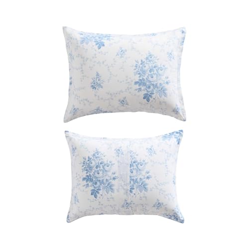 Laura Ashley - Twin Duvet Cover Set, Plain Weave Cotton Bedding with Matching Sham, Button Closure, Lightweight for Year Round Use, Dorm Essentials, Oeko-Tex Certified (Sophia Blue) Laura Ashley