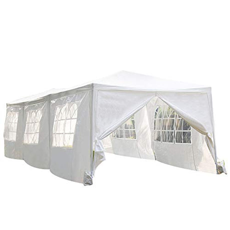 10'x30' White Outdoor Gazebo Canopy Tent Canopy Wedding Party Tent Waterproof Camping Gazebo BBQ Shelter Pavilion 8 Removable Walls -8 PayLessHere