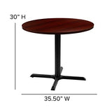 BizChair 36" Round Multi-Purpose Conference Table in Mahogany - Meeting Table for Office BizChair