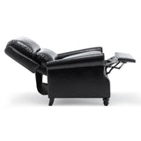 Pushback Recliner Chair, Faux Leather Wingback Recliner Chair, Upholstered Armchair Push Back Recliner with Wood Legs, Rivet Trim Single Sofa Accent Chair for Living Room, Bedroom, Black