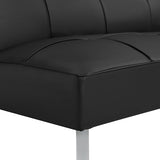 OSP Home Furnishings Kenneth Modern Button Tufted Convertible Click-Clack Futon Sofa Bed, Black Faux Leather with Chrome Legs OSP Home Furnishings