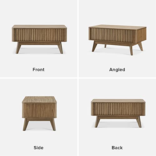 mopio Brooklyn Coffee Table, Lift Top Coffee Tables for Living Room, Mid Century, Modern Farmhouse Center Table with Lifting Top & Hidden Storage, Fluted Panel, Rising Pull Up Dining Table (Walnut) mopio