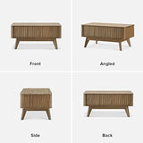 mopio Brooklyn Coffee Table, Lift Top Coffee Tables for Living Room, Mid Century, Modern Farmhouse Center Table with Lifting Top & Hidden Storage, Fluted Panel, Rising Pull Up Dining Table (Walnut) mopio