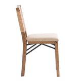 Linon Bennett Natural Folding Chair with Woven Rope Back and Linen Upholstered Seat Set of 2 Linon