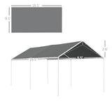Outsunny 10' x 20' Carport Replacement Top Canopy Cover, UV Resistant and Water Resistant Car Port Portable Garage Tent Cover with Ball Bungee Cords, Dark Gray, Only Cover Outsunny