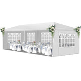 SWLJKU 10x30 FT Commercial Canopy | 5-Sided Event Tent with Spiral Pipes & PE Roof | Waterproof Gazebo for Weddings, Markets & Beach Parties, White SWLJKU