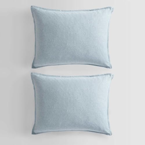 Calvin Klein - Twin Duvet Cover Set, Modern Cotton Melange Jersey Bedding with Matching Sham, Snap Closure, Dorm Essentials (Light Blue) Calvin Klein