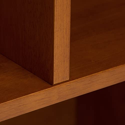 SIMPLIHOME Draper SOLID HARDWOOD 35 Inch Mid Century Modern Wide Bookcase and Storage Unit in Teak Brown, For the Living Room, Study Room and Office SIMPLIHOME