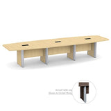 Thaweesuk Shop New 14 FT Natural Aspen Modern Boat Shaped Conference Table Wood Hide Wires Inside Elliptical Metal Legs Desk Grommets Racetrack 3 Power Modules Silver Boardroom Room Business Furniture Generic