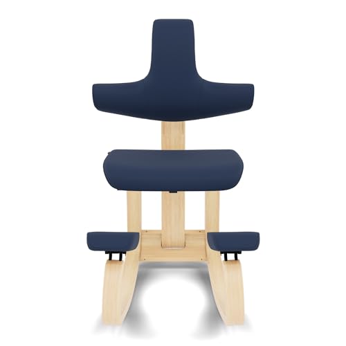Varier ThatSit Balans Adjustable Ergonomic Kneeling Chair with Backrest, 10-Year Limited Warranty, Designed by Peter Opsvik, Blue/Natural Varier