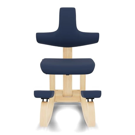 Varier ThatSit Balans Adjustable Ergonomic Kneeling Chair with Backrest, 10-Year Limited Warranty, Designed by Peter Opsvik, Blue/Natural Varier