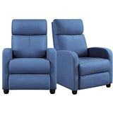 Yaheetech Fabric Recliner Chair Set of 2, Upholstered Reclining Sofa Chair with Pocket Springs for Living Room, Home Theater Seating with Thicker Seat Cushion, Light Blue