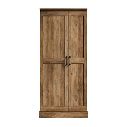 Sauder Miscellaneous 2-Door Swing Out Storage Pantry Cabinet, L: 32.17" x W: 17.13" x H: 72.09", Rural Pine Finish Sauder