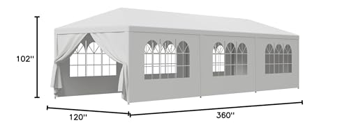 BBBuy 10’X30’ Outdoor Canopy Tent with Removable Sidewalls Gazebo Shelter Pavilion for Backyard BBQ Camping Picnic Parties Wedding Ceremony, Easy Assemble and Removable BBBuy