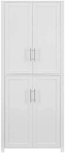 Crosley Furniture Savannah Traditional Corner Pantry Storage Cabinet with Shelves, Kitchen, Dining, Laundry, White Crosley Furniture