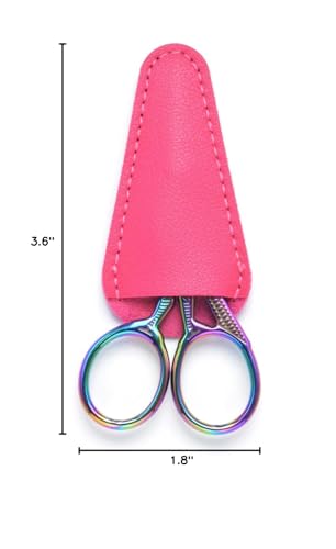 Stork 3.6 Inch Sewing Embroidery Scissors with Artificial Leather Cover - Stainless Steel Vintage Embroidery Scissors for Needlework, Manual Sewing Handicraft (Rainbow) Highsoner Wave
