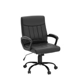 CLATINA Mid Back Leather Office Executive Chair with Lumbar Support and Padded Armrestes Swivel Adjustable Ergonomic Design for Home Computer Desk 2 Pack CLATINA
